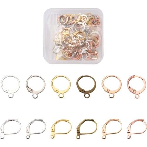 120pcs/box Leverback Earwire Brass Hoop Earring Findings For DIY Women Earrings Jewelry Connector Making Accessories Mixed Color