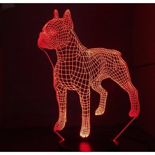 2018 Bulldog 3D Lamp Cute LED Night Light 7 Colors Changing Table Lamp Animal Lights Kids Gift Home Bedroom Party Decoration
