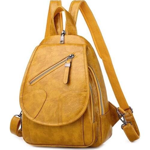 2020 Women Leather Backpacks Vintage Female Shoulder Bag Sac a Dos Travel Ladies Bagpack Mochilas School Bags For Girls Preppy