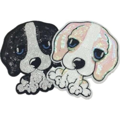 30pcs/Lot Embroidery Patches Letters Clothing Decoration Accessories Animal Sequins Dog Diy Iron Heat Transfer Applique Corgi
