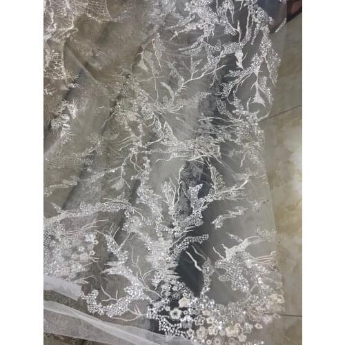 5 yards african lace fabric with embroidery mesh french tulle lace fabric ZH-666814 nigerian net lace fabric