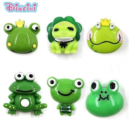6pcs Cartoon Frogs Model Animal action Figures Flat Base Miniature Figurine home Garden Dollhouse Decoration DIY Accessory toy