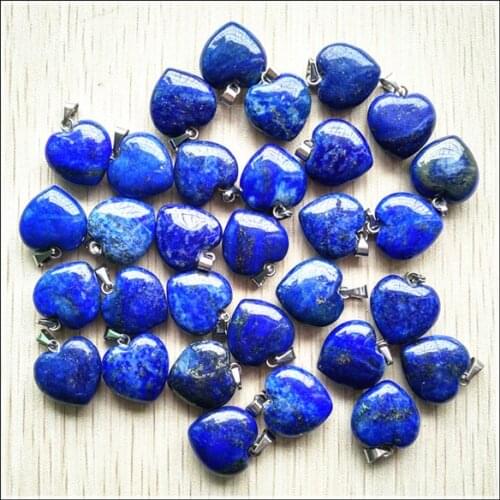 50pcs/lot Wholesale Fashion high quality bestselling natural Lapis Lazul heart pendants 16mm charms for diy jewelry free shippin