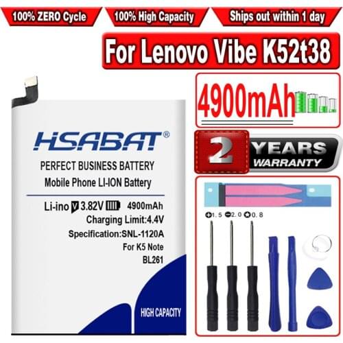 HSABAT BL261 4800mAh Battery for Lenovo Vibe K52t38 K52e78 K5 Note K5Note Lemon A7020 A7020a40 A7020a48