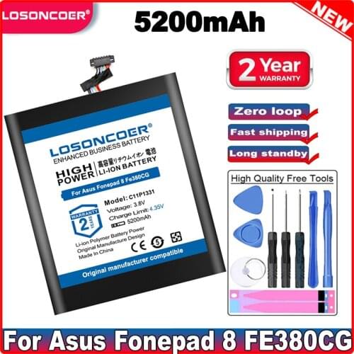 LOSONCOER 5200mAh C11P1331 Battery For Asus Fonepad 8 FE380CG C11P1331 Tablet PC