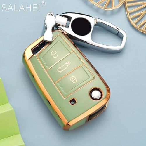 Car Key Cases Cover For Volkswagen VW Polo Golf 7 MK7 Tiguan Passat For Skoda Octavia Kodiaq Karoq For Seat Altea Ateca Leon FR2