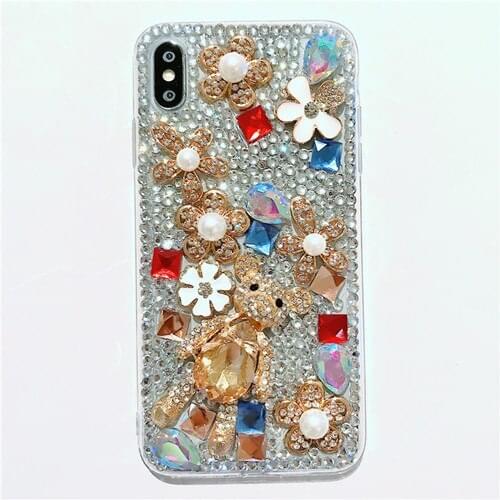 3D Bear Gem Stone Full Diamond Bling Cases For Samsung S6 S7 S8 S9 S20 S10 S21 Plus Note8 9 10 20 Crystal Coque Funda Capa Cover