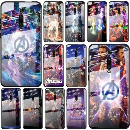 Tempered Glass Cover Marvel Avengers Heroes For Xiaomi Redmi K40 K30 K20 9T 9C 9A 9 8A 7 Pro Plus Shockproof Phone Case