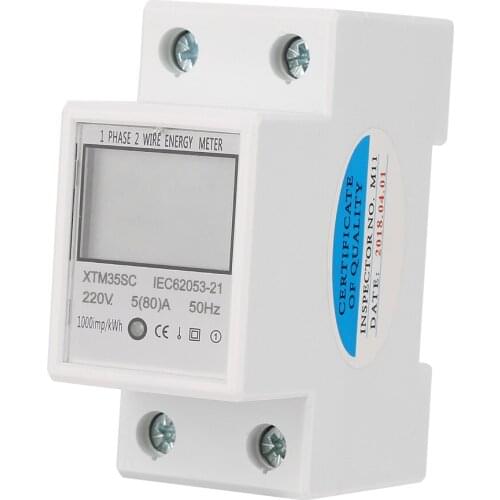 220V 5(80)A Digital 1-Phase 2 Wire 2P DIN-Rail Electric Meter Electronic KWh Meter Din Rail Energy Meter 220V Tool Discount