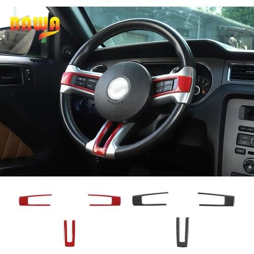 BAWA Carbon Fiber Car Interior Steering Wheel Decoration Stickers Cover Accessories For Ford Mustang 2009-2013