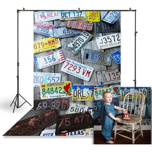 HUAYI Newborns Child Baby Photography Backdrop Graffiti License Plate Brick Wall Customize Studio Photo Booth Background D-1957