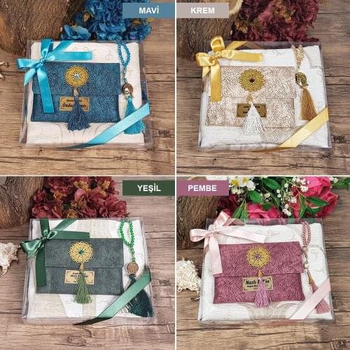 Acetate Box, Prayer Rug, Yasin Rosary, Custom Luxury Velvet Fabric Bag Religious Gift Set Set FREE SHİPPİNG