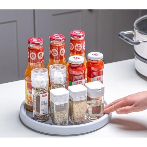 30cm Kitchen Condiment Round 360 Degrees Rotating Storage Tray Convenient Rotating Spice Rack Non-slip Home Cosmetics Organizer