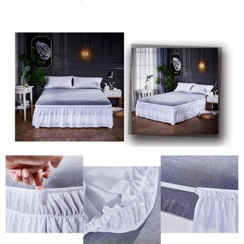 American Style Lace Bed Skirt Single without Bed Surface King Twin Size Solid Color Elastic Band Bed Skirt 40cm Height Skirts