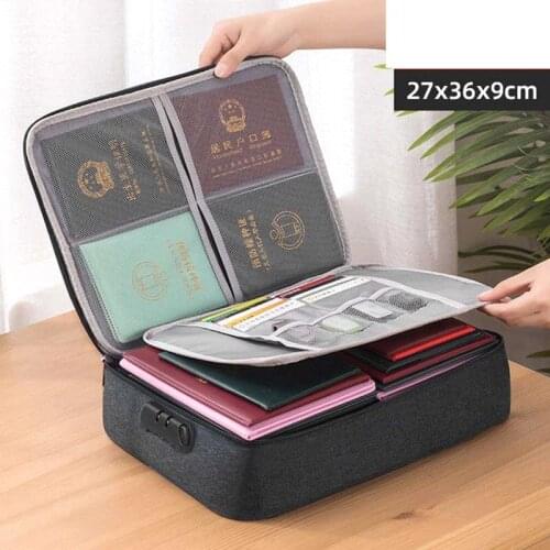 Multifunctional family document storage bag storage box for household large-capacity file documents, passport card bag organizer