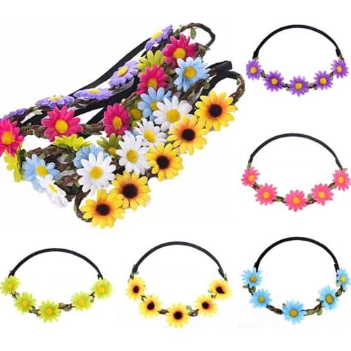 Trendy Sunflower Floral Headband Hairband Bride Hair Hoop Wreath Women Girl Wedding Hair Accessories Prom Photograpy Props