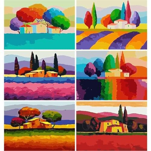 MomoArt New Arrival 5D DIY Diamond Painting Tree Rhinestone Picture Diamond Embroidery House Landscape Mosaic Sale Home Decor