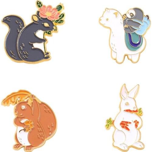 Cartoons Anime Animal Badges Lapel Pins Fashion Enamel Brooches For Women Large Brooch Metal Hijab Pins Accessories On Backpack