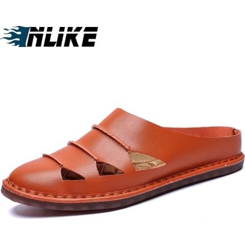 Men Leather Sandals 2019 Big Size Summer Handmade Men Shoes Man Breathable Casual Shoes