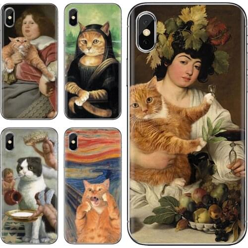 Mona-Lisa-C-Pat-Cat-Leonardo-da-Vinci Soft TPU Phone Case For Huawei P30 P40 P20 P7 P8 P9 P10 Lite Plus Pro 2015 2016 2017 Mini