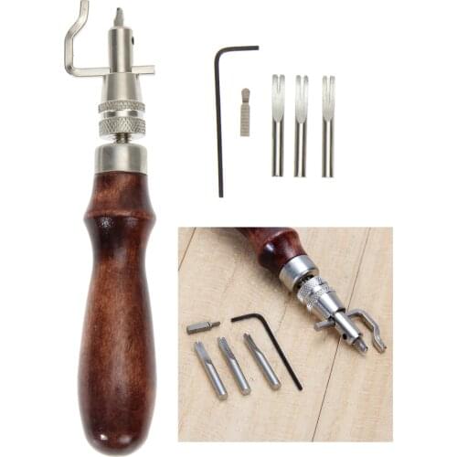 5 in 1 Pro Leathercraft Edge Press Kit Adjustable Stitching and Groover Crease Leather Stitching Tool Sewing Accessories New