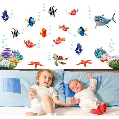 Underwater Fish Bubble NEMO Bathroom Wall Sticker Cartoon Wall Stickers For Kids Rooms Home Decor Nursery Mural Decals Poster
