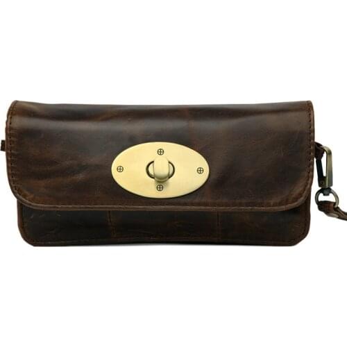 Genuine leather women soft long purse wrist purse lock daily cluth high quality