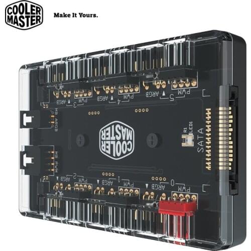 Cooler Master ARGB&PWM 2-in-1 AURA One-to-Six RGB Fan Hub Adapter Cable Magnetic Design SATA Interface
