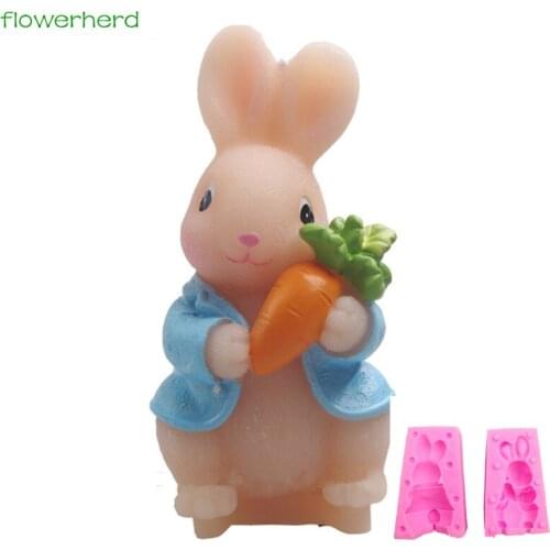 Easter Lovely Rabbit With Carrot Shape 3D Silicone Cake Mold For Cake Fondant Decorating Animal shape For Kitchen Accessories