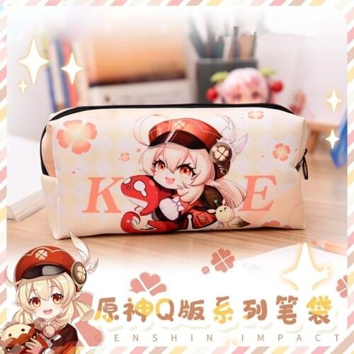 Game Genshin Impact Diluc Klee Venti Paimon Stationery Pencil Box Student Pen Bag Pencil Case High Capacity Storage Bag Cosplay