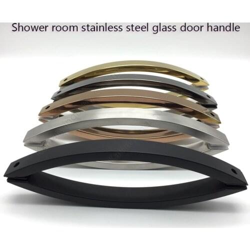 Polished stainless steel shower room glass door pull and push handles, hotel swing door bathroom door gold/silver/black handle