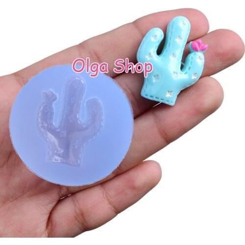 PYL869 29.4mm x 22.1mm Cactus Silicone Mold Fondant Cake Decoration Candy Resin Clay Earrings Necklace Craft Soap Candle