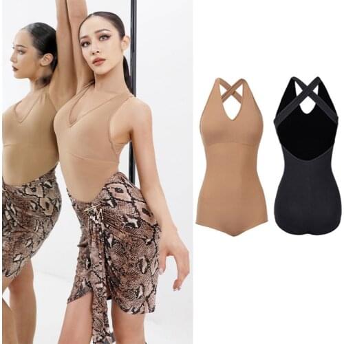 Backless Latin Dance Tops Women V Neck Sleeveless Practice Clothes Samba Ballroom Dance Competition Wear Latin Leotards DNV14848