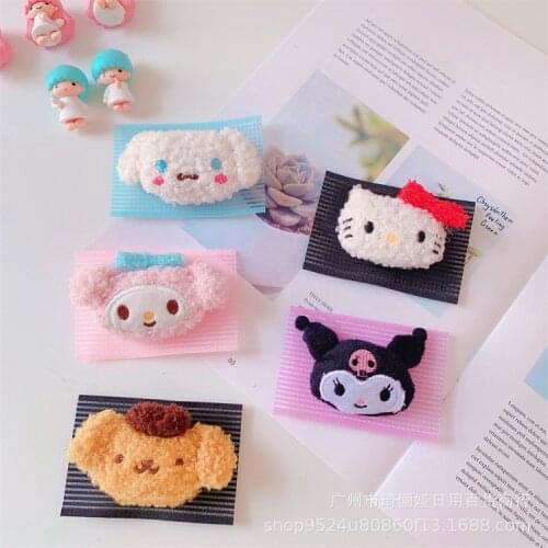 Sanrio Hello Kitty Cartoon hair clip Cute Girl Melody hairpin Kuromi Velcro