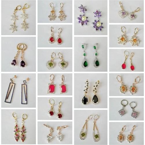 20 Pairs/Pack Copper or Alloy Earrings Wholesale Water Drop Square Round Zircon Earings Gift Jewelry to Mom Sister Daughter Wife