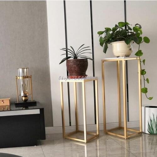 Nordic ins marble flower stand living room simple floor-to-ceiling flower table iron light luxury shelf balcony green flower sta