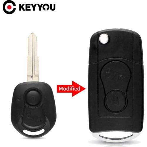 KEYYOU 10pcs/lot For Ssangyong 2 BUTTON Flip Folding Remote Key Case Shell Case For Actyon SUV Kyron