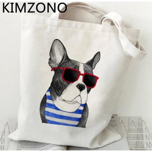 French Bulldog shopping bag bolso cotton canvas bolsas de tela handbag bag cloth sacola bolsa compra bolsas reutilizables cabas