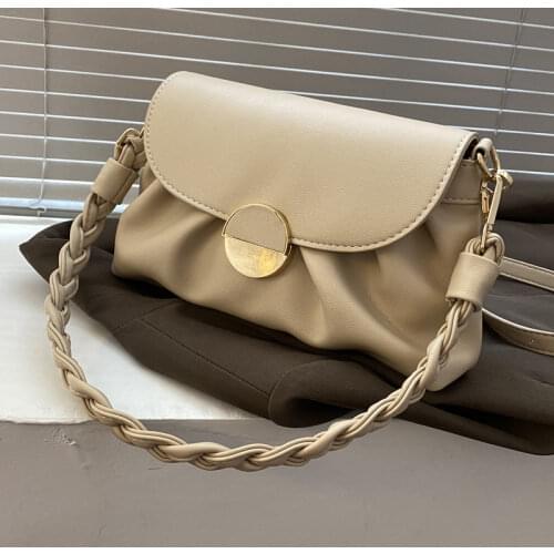 2021 Autumn New Texture Retro Fold Bag Fashion Braided Rope One-shoulder Underarm Bag European and American Niche Design Bag