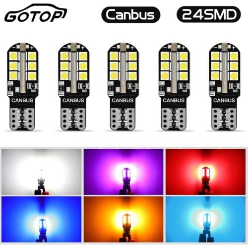 5pcs T10 W5W Led Bulb 194 168 24SMD 3030 Chips Canbus Error Free Led Parking Bulb Auto Wedge Clearance Lamp Car Interior Bulb