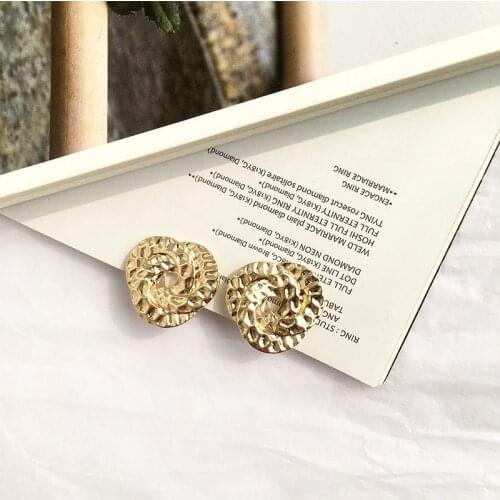 TARCLIY Trendy Geometric Alloy Stud Earring Simple Irregular Bump Metal Texture Earring Women Vintage Jewelry Accessories 2021