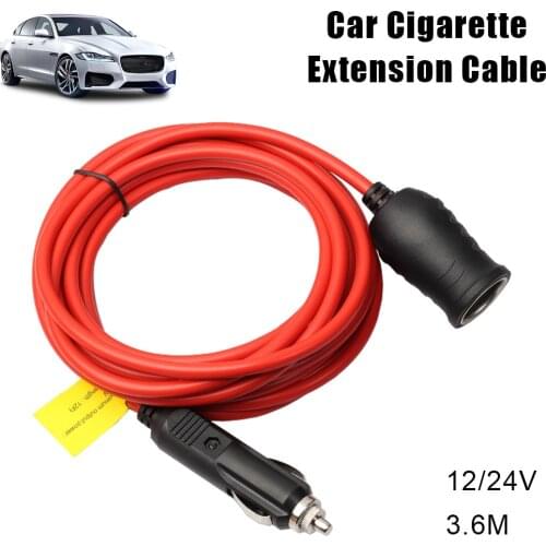 Car Power Adapter Extender 12ft Cord Extension 12V 24V Chargers Socket Plug 15A Fuse Indicator 3.6m Cable Automotive Accessories