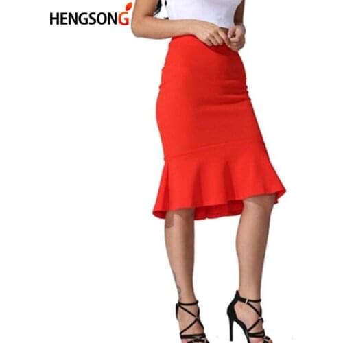 Sexy Knee Length Trumpet Skirts Lady Office Wear Skirt Summer Fashion Women High Waist Mermaid Skirt Large Size