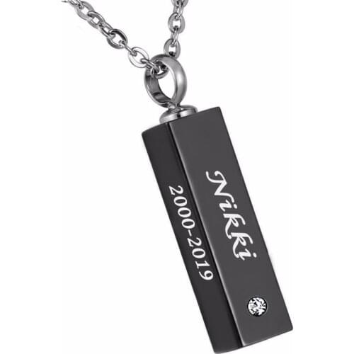 Unisex Stainless Steel Pet,Dog Jewelry Crystal Rectangle Memorial Urn Paw Pendant Screw Open Cremation Necklace Ash Case Holder