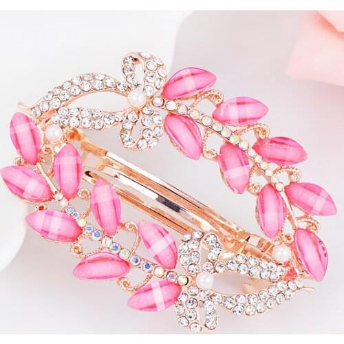 Womens Fashion Rhinestone Butterfly Leaves Hair Clip Barrette Jewelry Hairpin