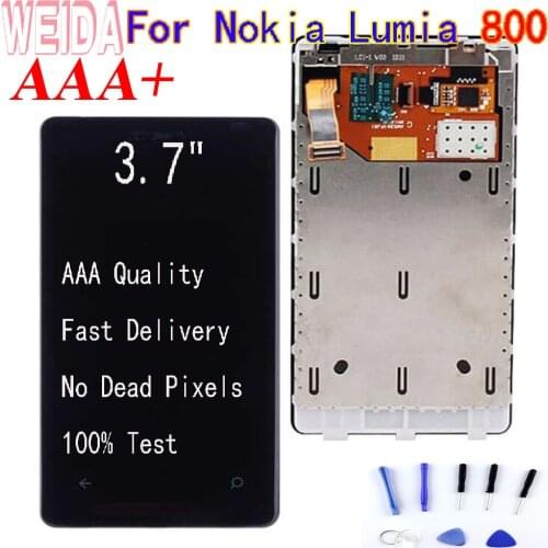 WEIDA 4.2" For Nokia Lumia 800 LCD Display Touch Screen Digitizer Assembly Frame with Tool
