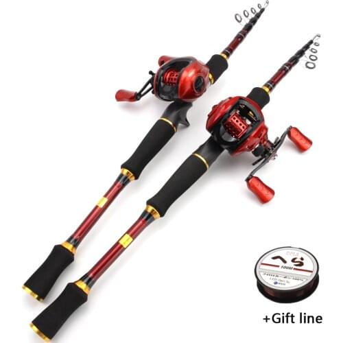 1.8m2.1m2.4m 2.7m Superhard carbon lure rod fast Casting Rods and Casting Reels Fishing Set beginner Rod Reel Combos Pikes fish