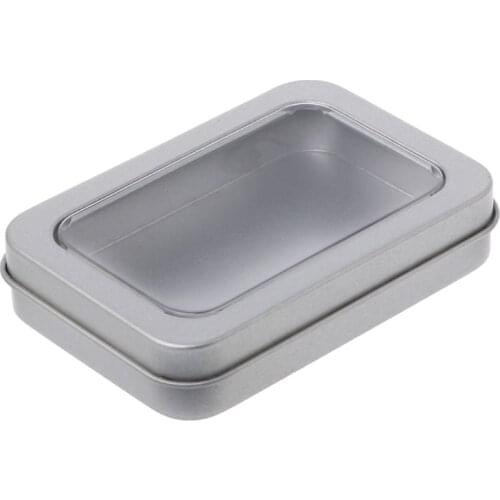 1 Pc Clear Window Top Metal Tin Can Box Silver Blank Storage Case Crafts Survival Kit