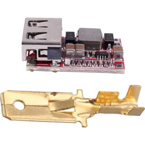 20 Pcs 1/4 Inch Stud Brass Male Cable Connector Ring Terminal & 1 Pcs 6-24V 12V/24V to 5V 3A Car USB Charger Module