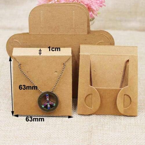 20pcs per lot kraft/black necklace pendant packing card small charming display card with back folded jewelry card 63*63cm